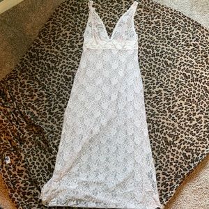 Pale pink lace nightgown pinup boudoir